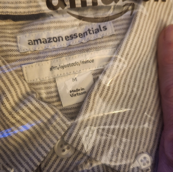 Amazon Essentials men's M dress shirt grey pin stripes👕 - Picture 2 of 2